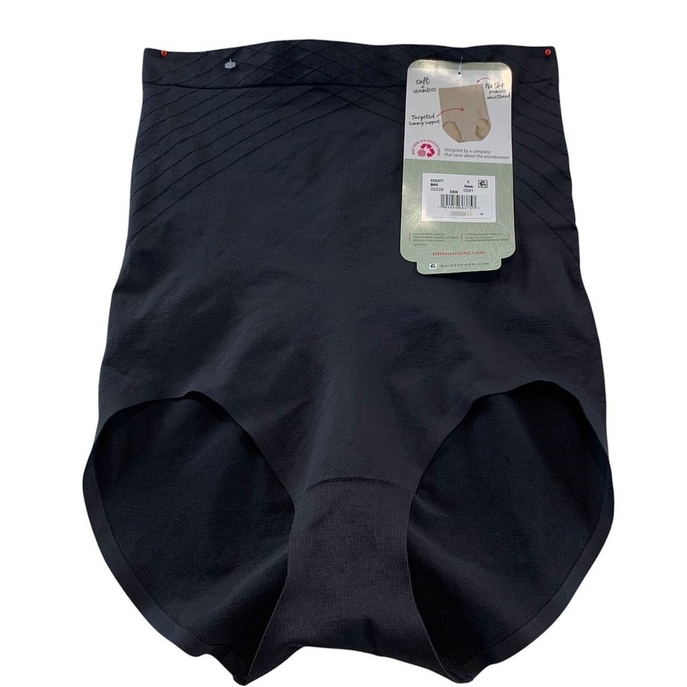 Maidenform Shapewear Women L Black High Waist Firm Control Brief NWT Seamless